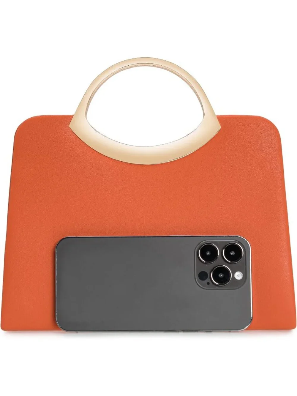 👜Women's Burnt Orange Small Dressy Evening Handbag Circle Handle Elegant Purse
